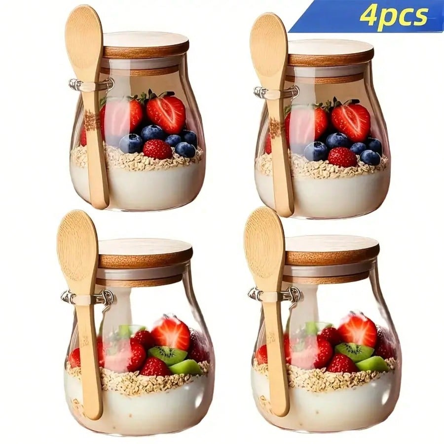 Meal Prep Yogurt Cups - 4 Pack Overnight Oats Containers Modern