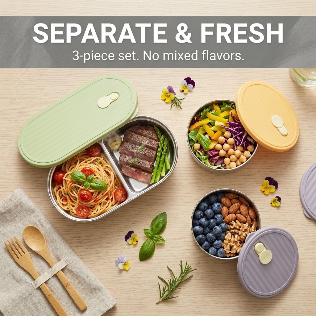 Microwavable 304 Stainless Ste - Meal Prep Kinder ulasan dan harga