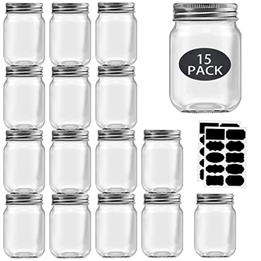 16 oz Mason Jars With Lids Reg - Meal Prep Bulking ulasan dan harga