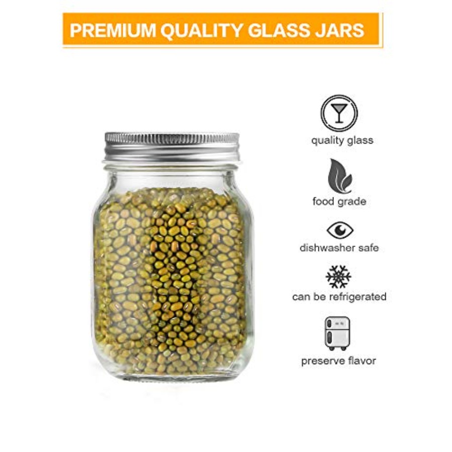 16 oz Mason Jars With Lids Reg - Meal Prep Bulking ulasan dan harga