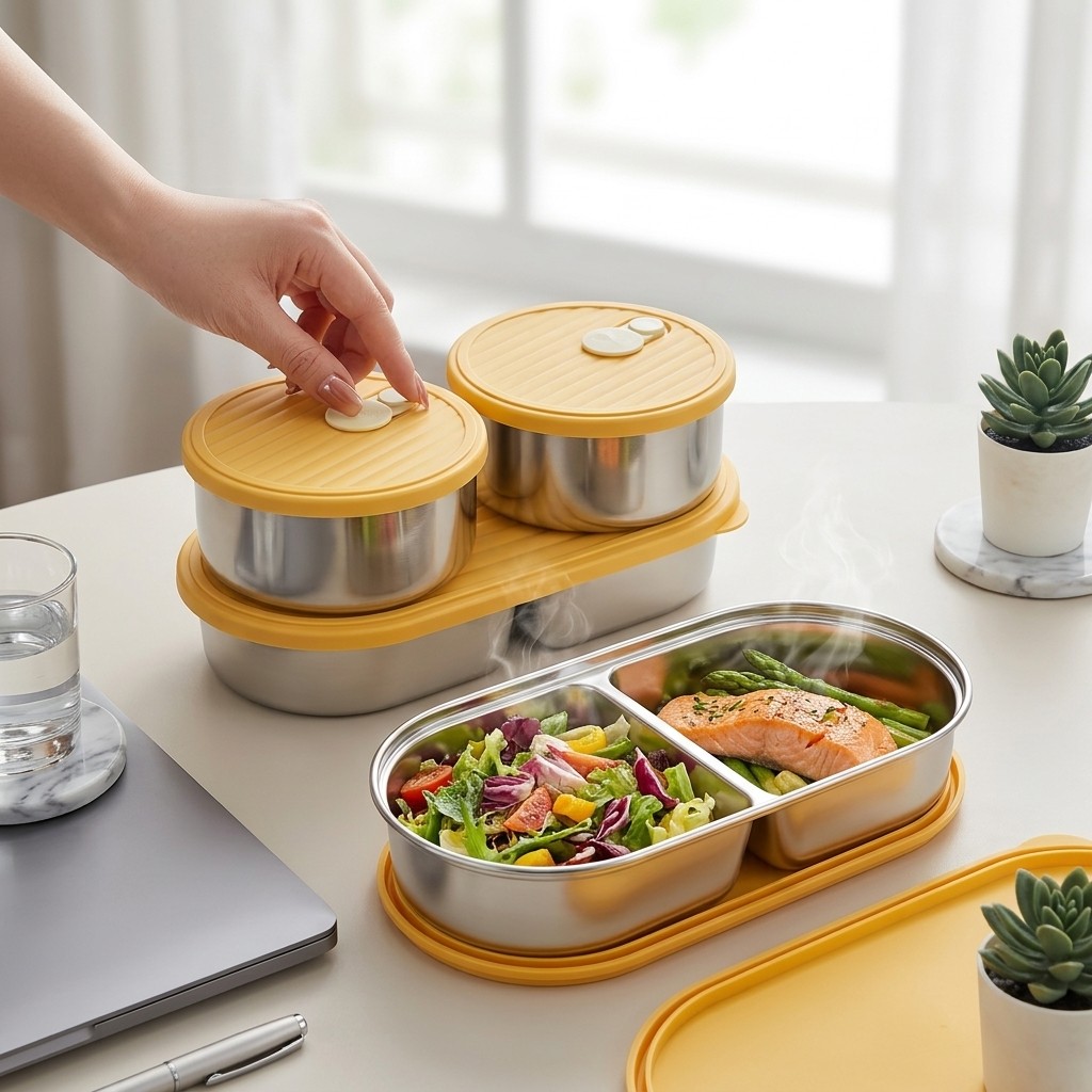 Microwavable 304 Stainless Ste - Meal Prep Kinder ulasan dan harga