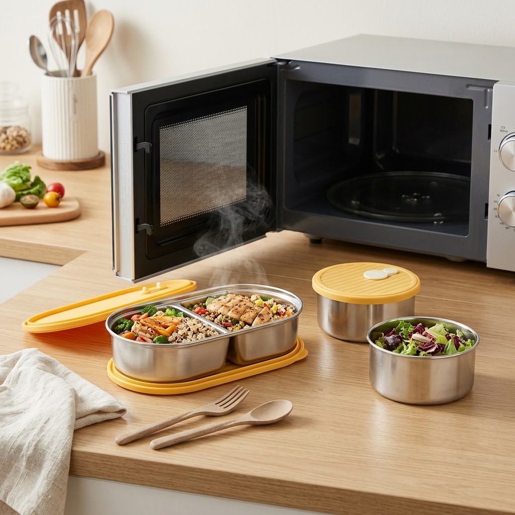 Microwavable 304 Stainless Ste - Meal Prep Kinder ulasan dan harga