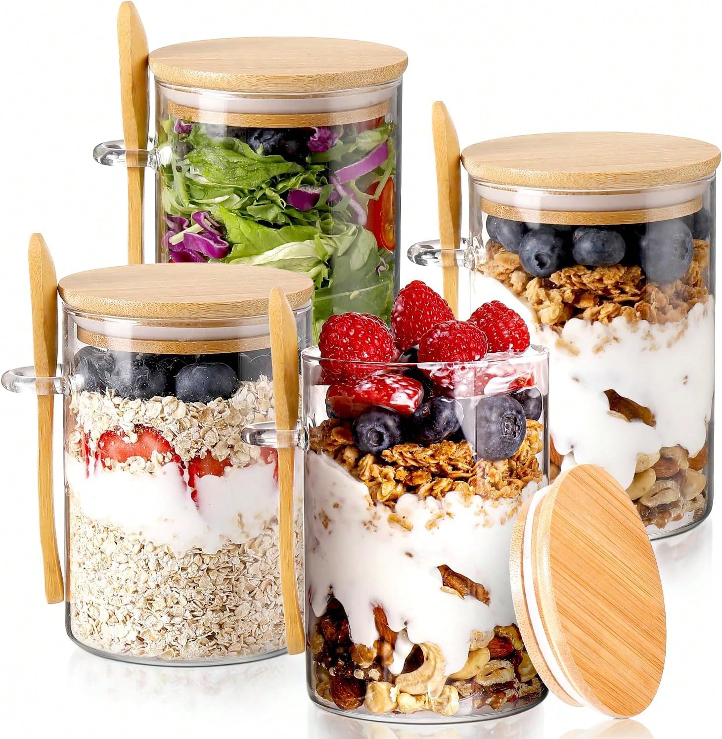 4 Pack Overnight Oats Jars Mod - Meal Prep Yogurt Cups ulasan dan harga