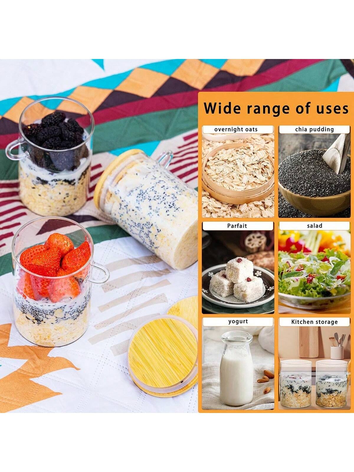 4 Pack Overnight Oats Jars Mod - Meal Prep Yogurt Cups ulasan dan harga