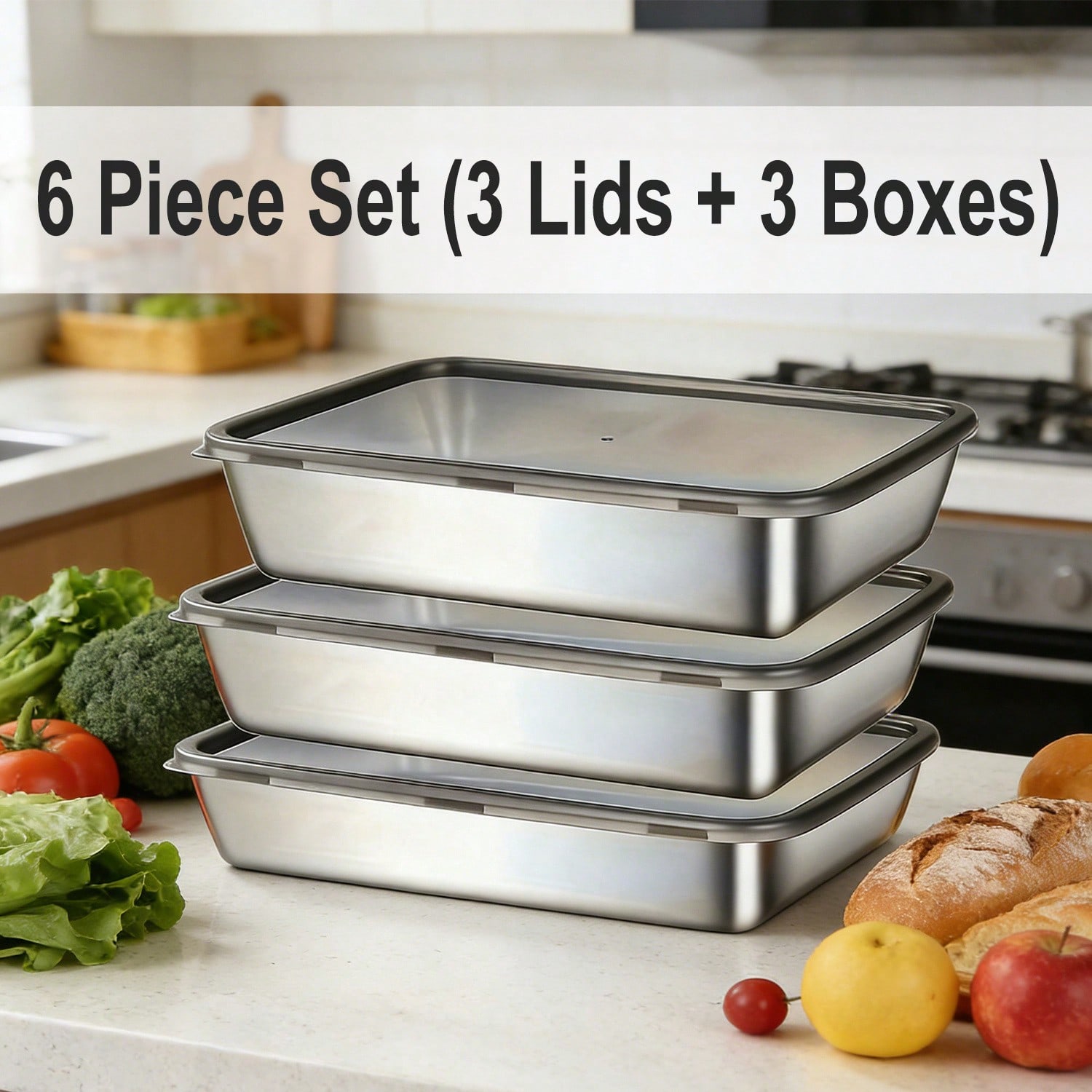 6pcs(3 Boxes+ 3 Lids) Stainles - Meal Prep Easy ulasan dan harga