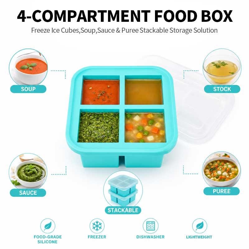 Silicone 4-Compartment Food St - Meal Prep Easy ulasan dan harga